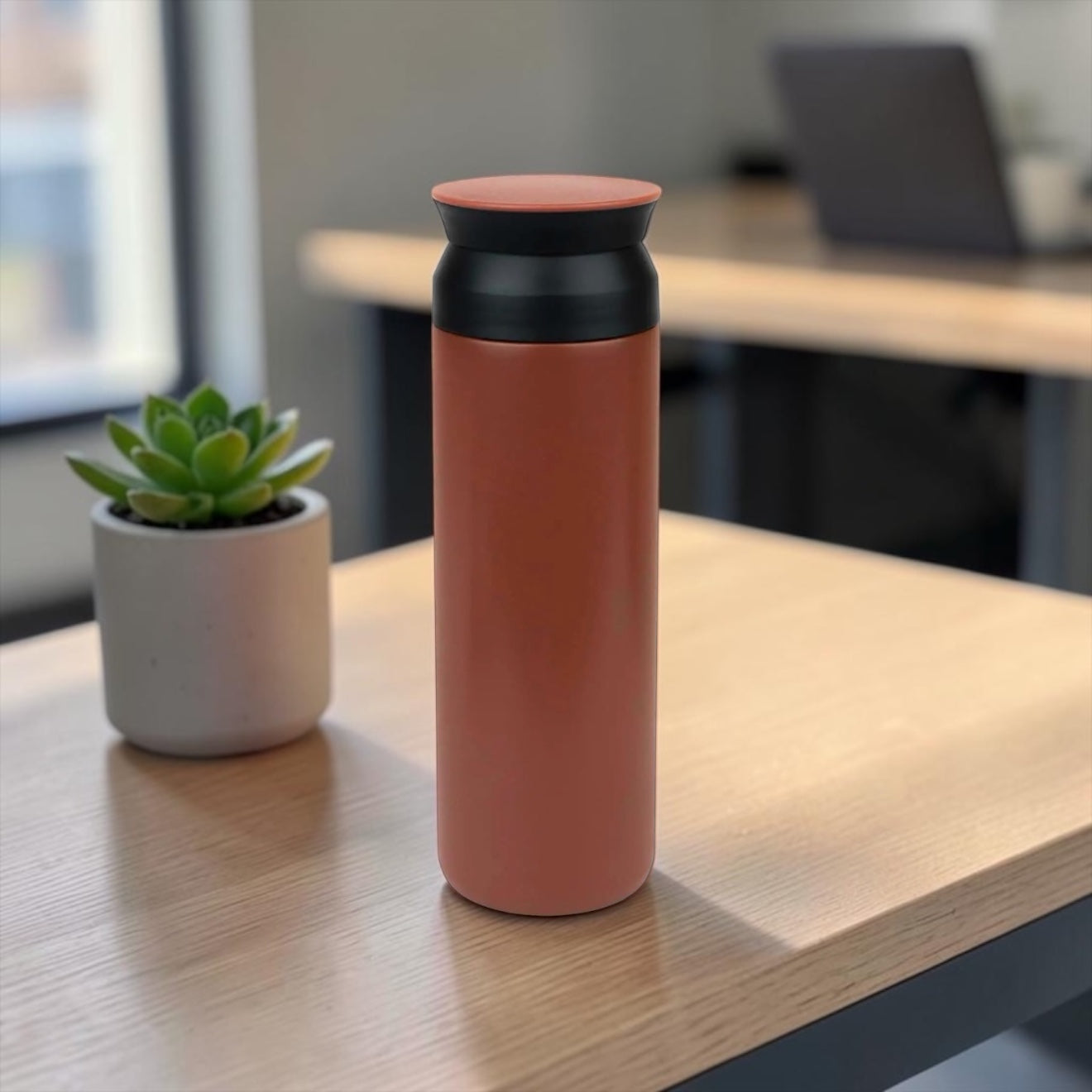 Premium Stainless Steel Travel Mug in Matt Orange or Matt Cream | 500ml