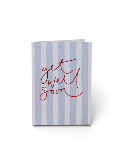 Get Well Soon Blue Striped Card