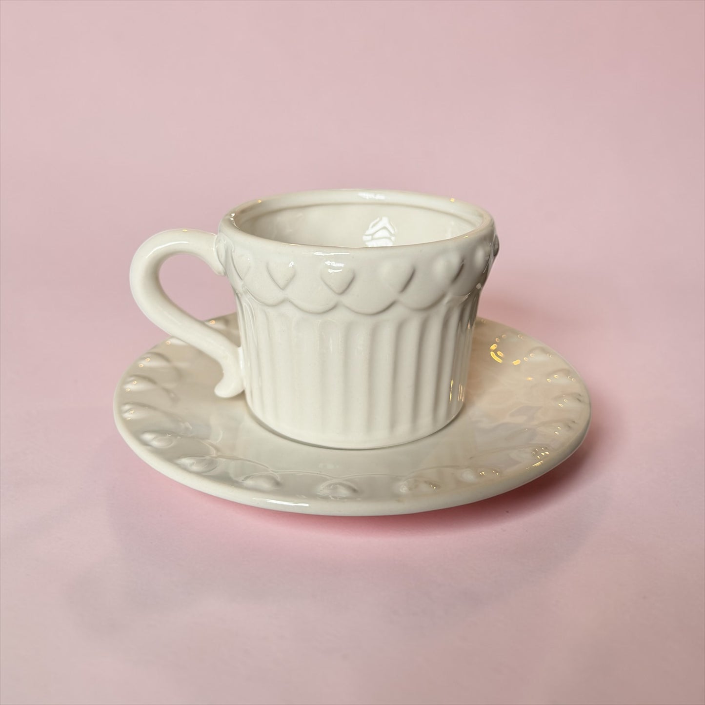 White Ceramic Cup and Saucer