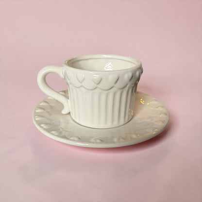 White Ceramic Cup and Saucer