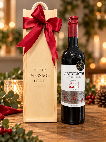 Wooden Bottle Box with Choice of Red Wine | Can Be Personalised