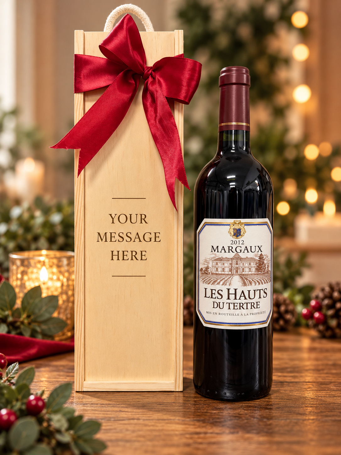 Wooden Bottle Box with Choice of Red Wine | Can Be Personalised