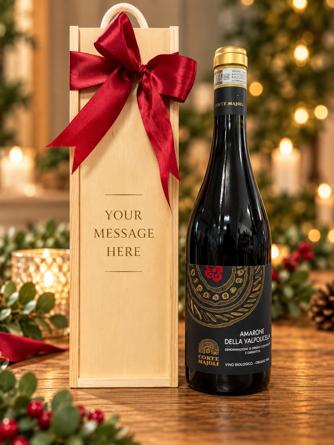 Wooden Bottle Box with Choice of Red Wine | Can Be Personalised
