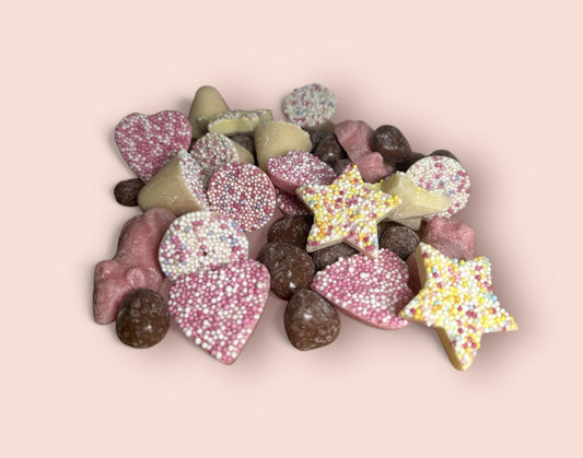 TH Chocolate Sweet Mix featuring assorted chocolate shapes including mice, hearts, stars, and honeycomb.