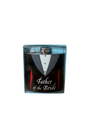 Attractive Stainless Steel Wedding Themed Hip Flask for the Grooms Father