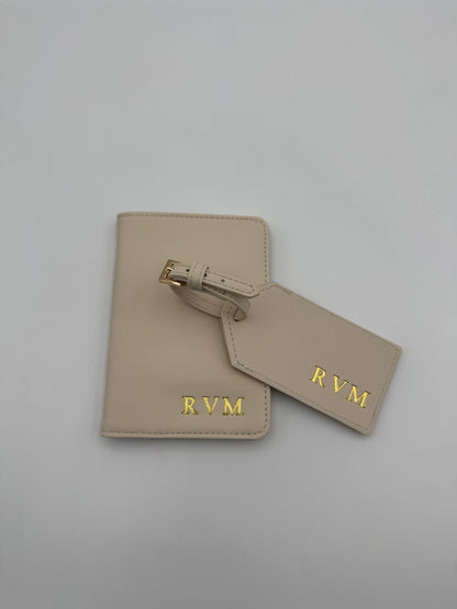 Leather Passport Holder & Luggage Tag Holiday Travel Set