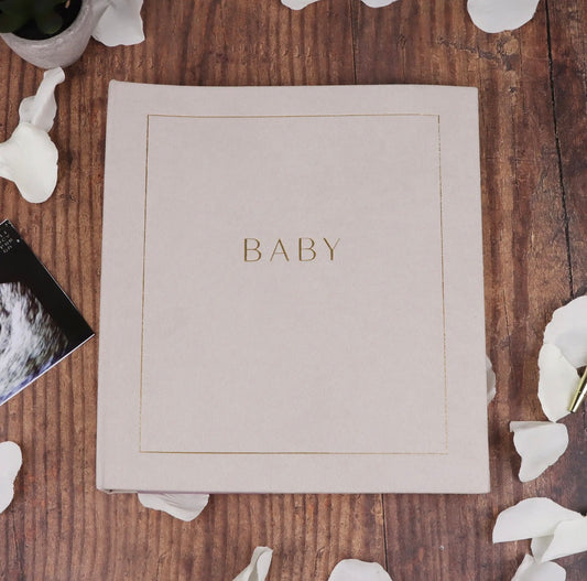 Baby Journal Cream with Gold Lettering