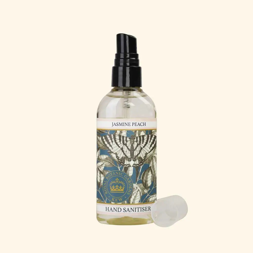 Nourishing & Radiant Jasmine Peach Hand Sanitiser, 100ml travel size spray.