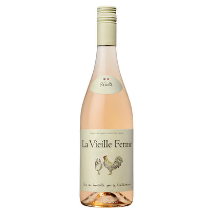Wine bottle labeled 'La Vieille Ferme' on a white background