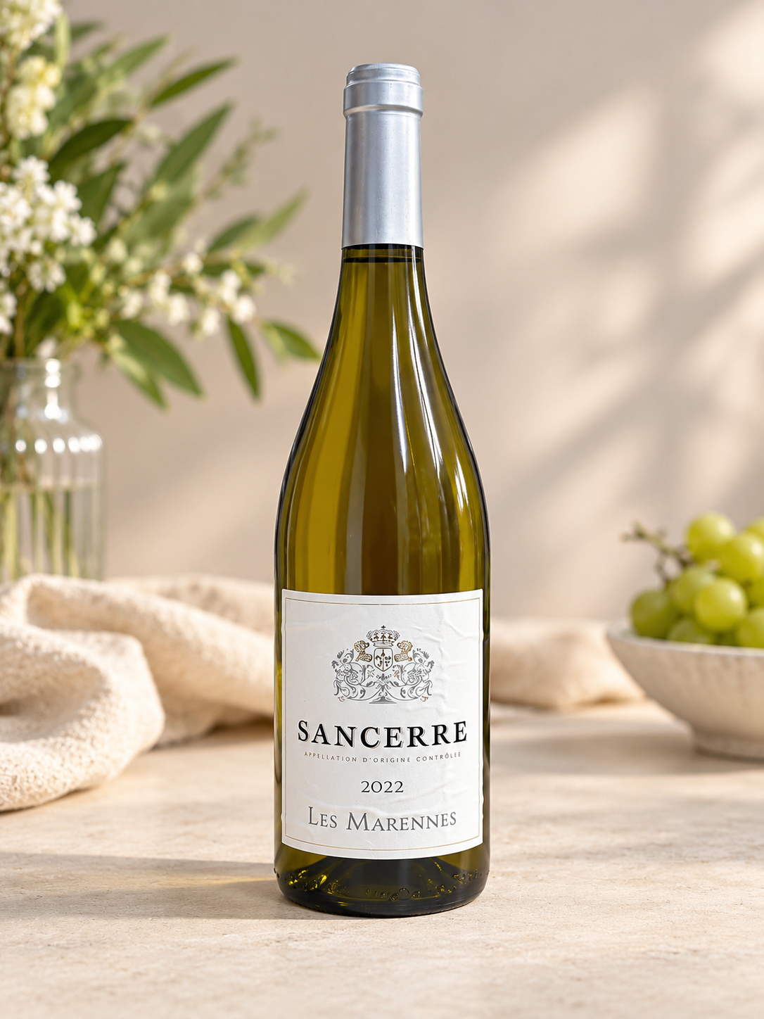 Les Marennes Sancerre 2022, a crisp French white from the Loire Valley. A classy gift for wine lovers, hosts, birthdays and thank yous.