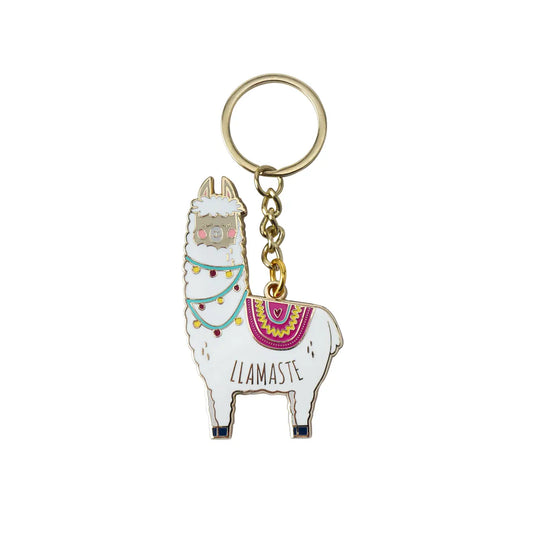 Llamaste llama enamel key ring with colorful details.