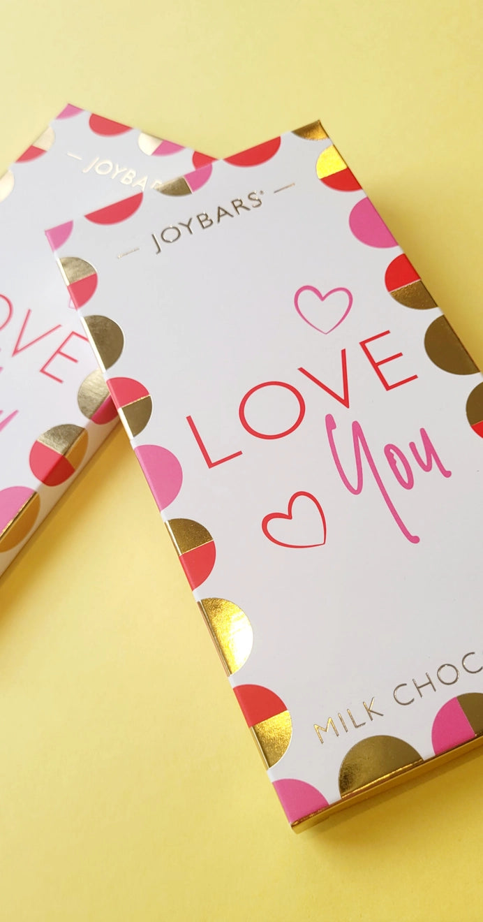 Love You milk chocolate bar in decorative gift packaging