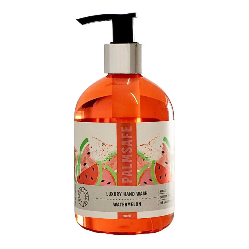 Luxury hand wash 300ml with watermelon scent in elegant bottle.