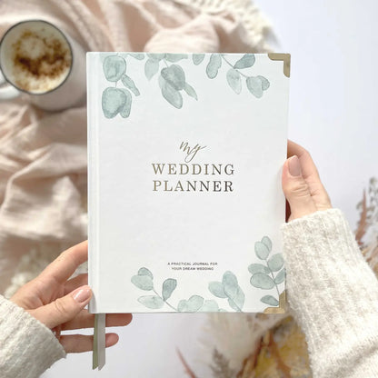 Blush & Gold Luxury Eucalyptus Wedding Planner Book with Gilded Edge