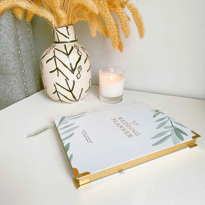 Blush & Gold Luxury Eucalyptus Wedding Planner Book with Gilded Edge
