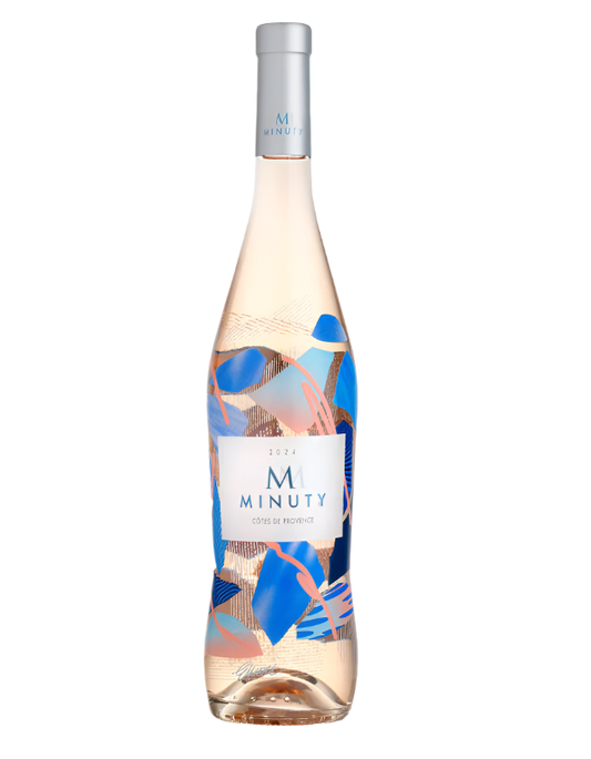 Minuty Rose wine bottle with elegant label and pale pink hue