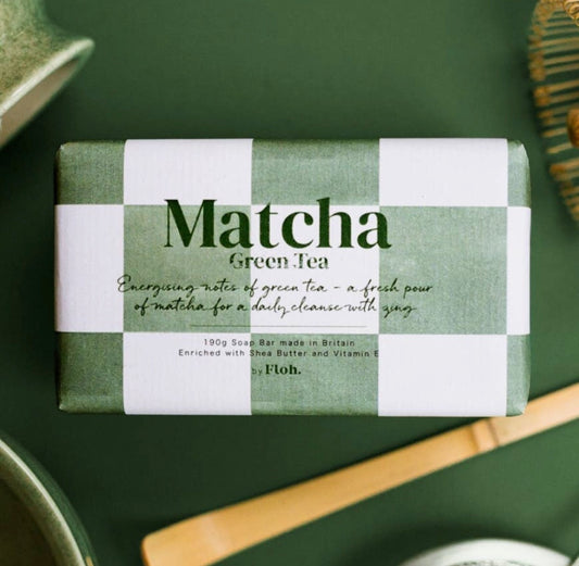 Matcha green tea hand soap 190g hydrating hand soap made in UK shea butter and vitamin E green and white design 