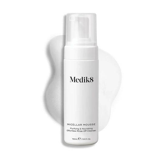 Medik8 Micellar Rinse Off Makeup Cleansing Mousse 150ml bottle.