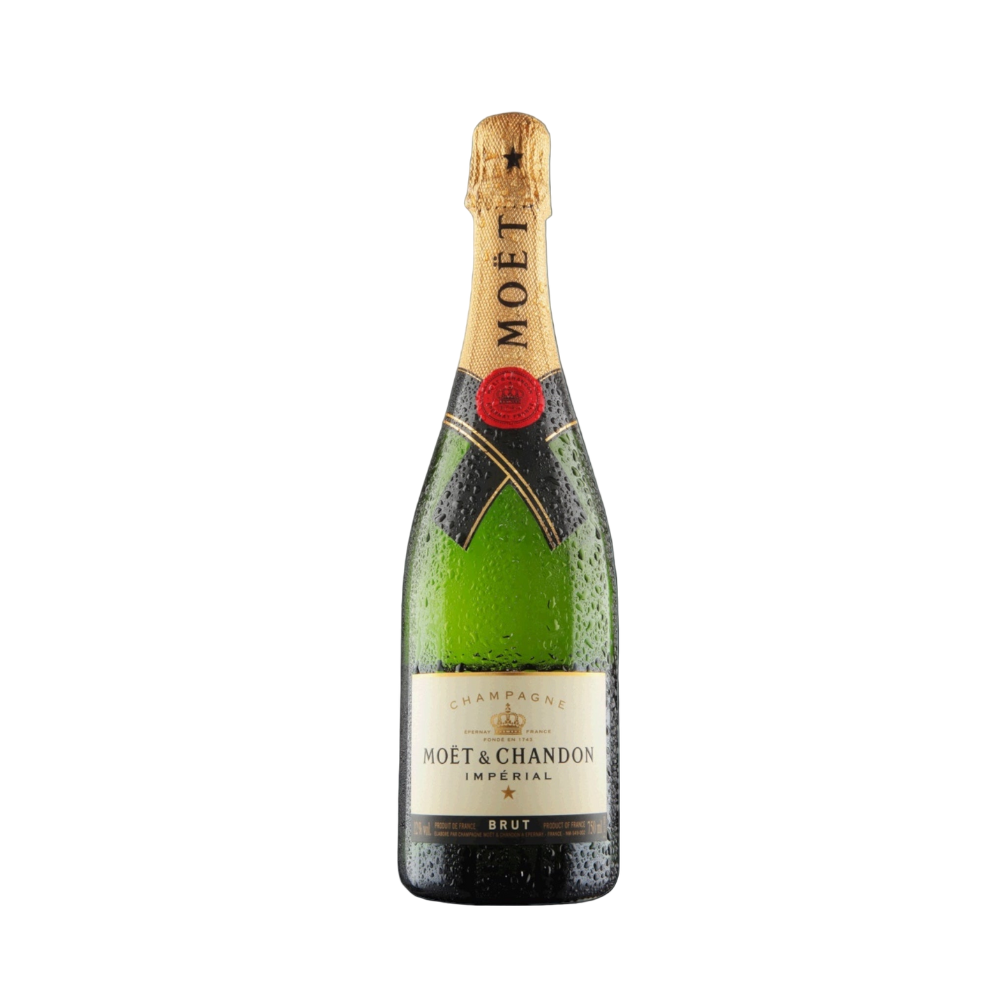 Moét é Chandon champagne bottle on a white background