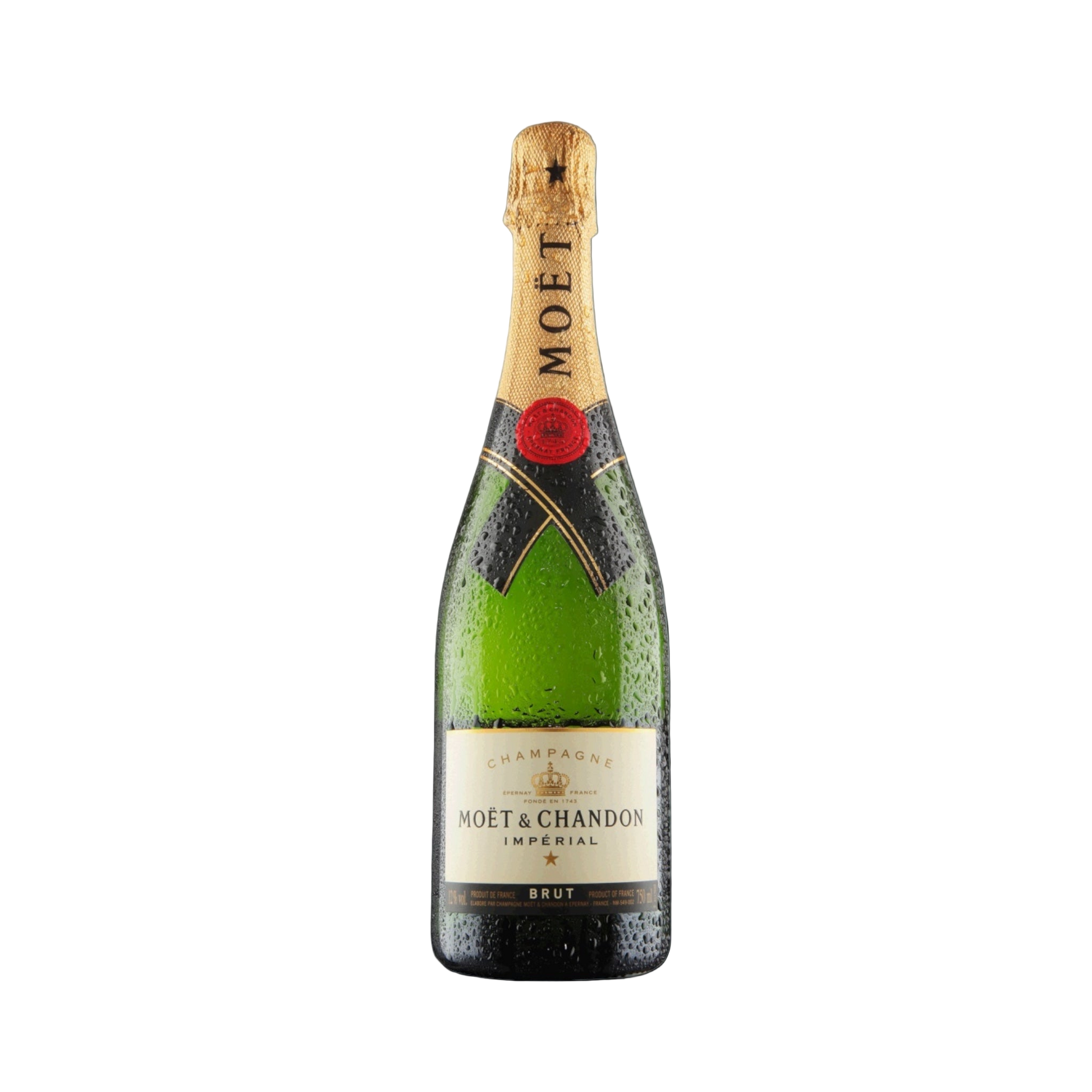 Moét é Chandon champagne bottle on a white background