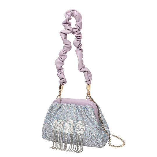 chic 'mrs' bubble bag with bold lettering and playful texture. 