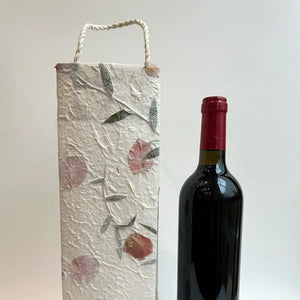 Pretty Floral Mulberry Paper Wine Gift Bag