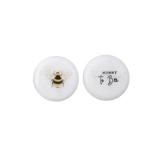 Mummy to Bee keepsake pebble with bee illustration on polished marble.