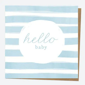 New Baby Card - Watercolour Blue Stripes