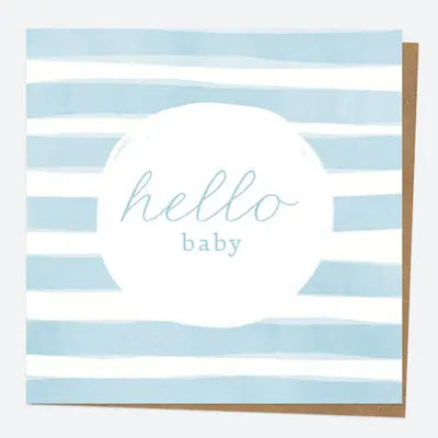 New Baby Card - Watercolour Blue Stripes