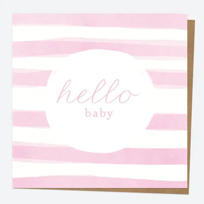 New Baby Card - Watercolour Pink Stripes