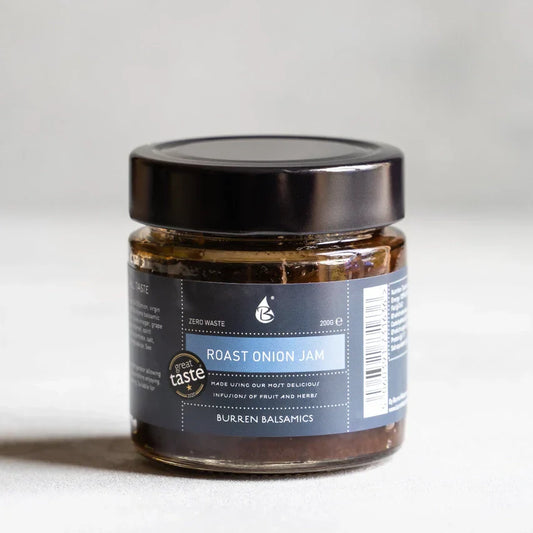 Tasty & Versatile Balsamic Onion Jam in a jar, perfect for enhancing dishes.