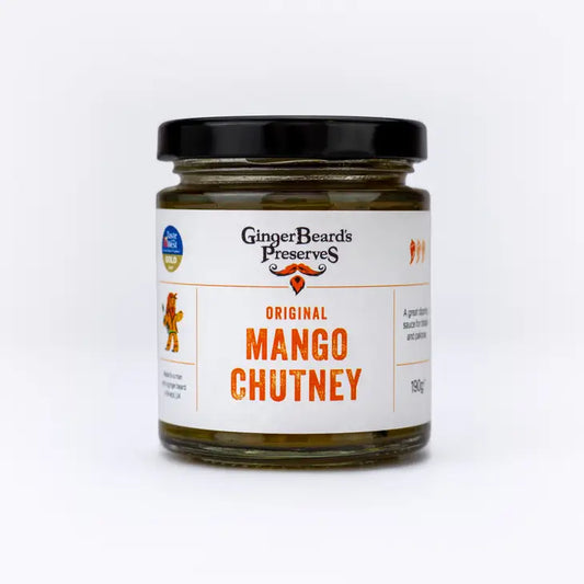 Original Mango Chutney jar with Nigella seeds, awarded Taste of the West Gold 2019.