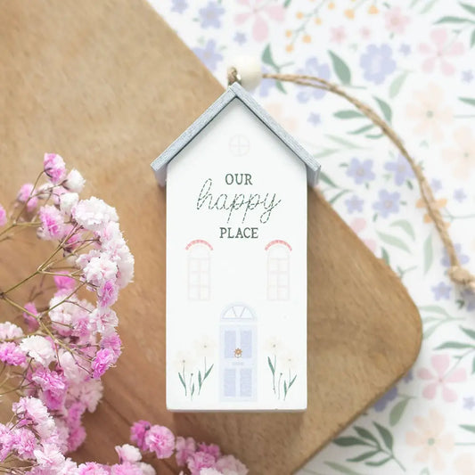 Our Happy Place hanging house decoration, thoughtful housewarming gift.