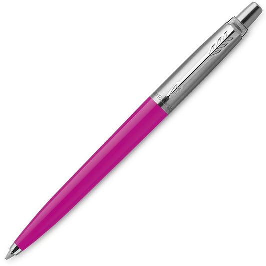 This Parker Jotter Ballpoint Pen in Magenta with Chrome Trim is a sleek, stylish writing instrument. 