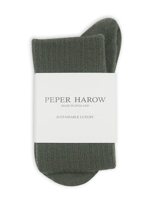Peper Harow Luxury Wool Boot Socks For Women in Olive