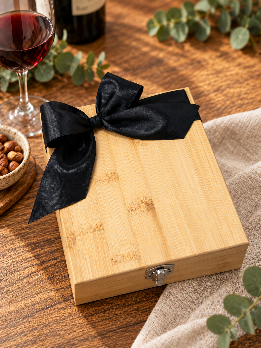 4 Piece Wine Accessory Kit In Wooden Gift Box | Can Be Personalised