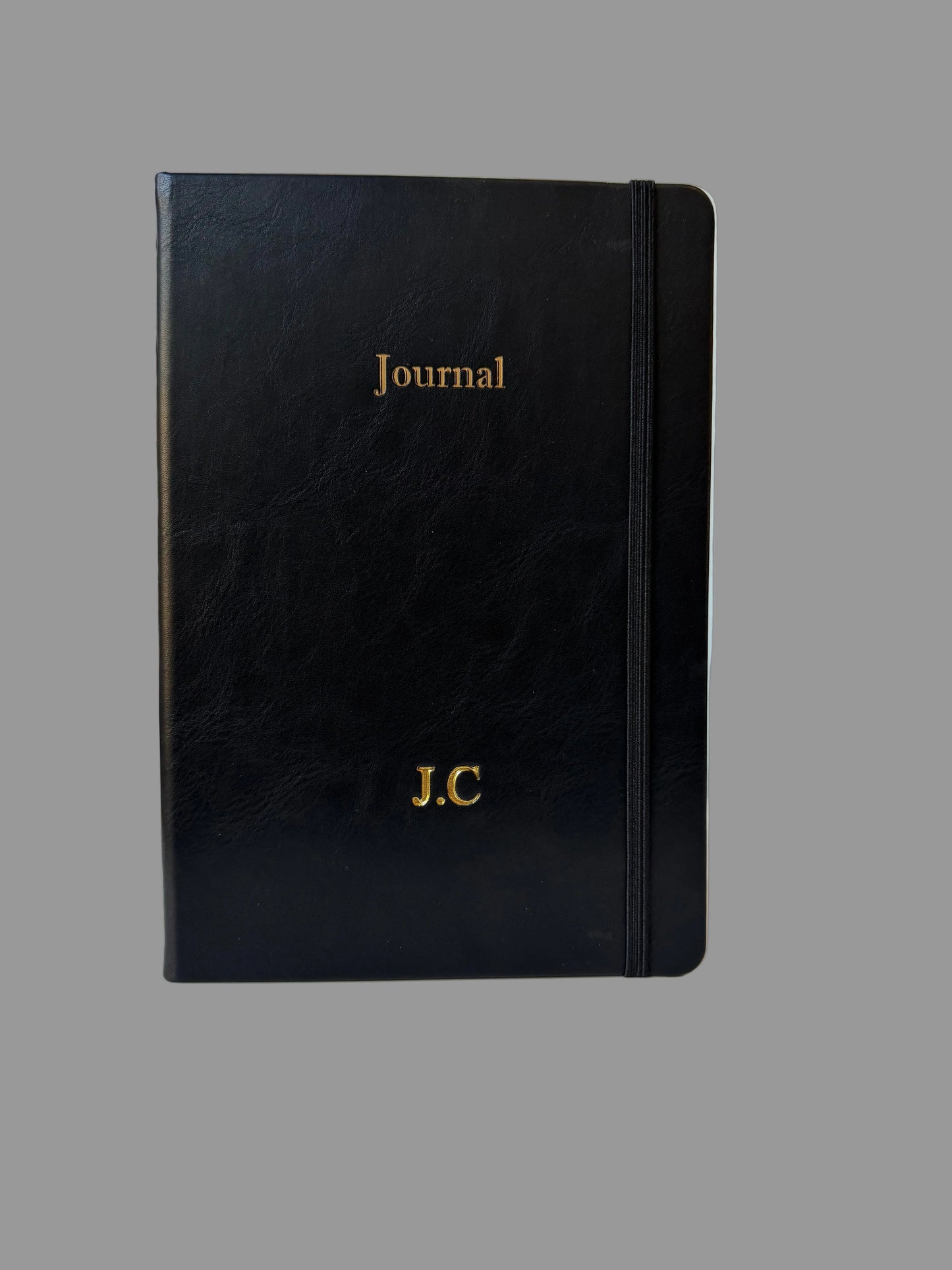 Personalised black journal With gold foil initials 