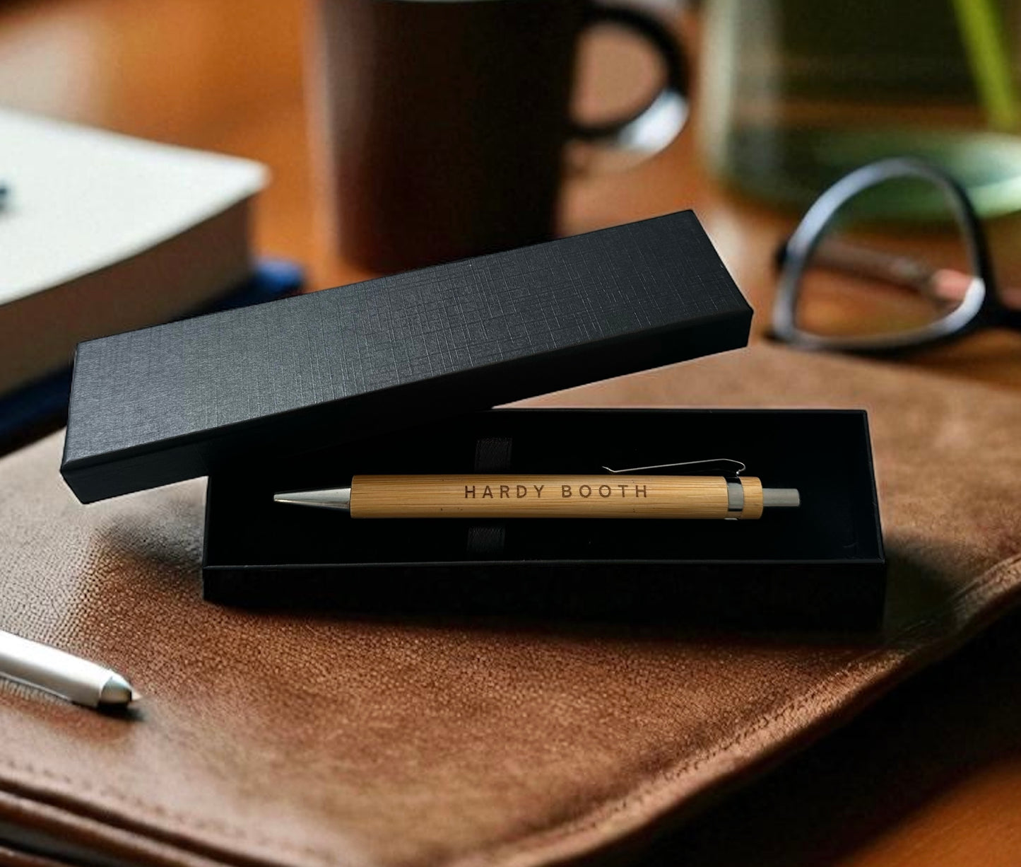 Bamboo Wood Ballpoint Pen Bullet Tip And Black Ink