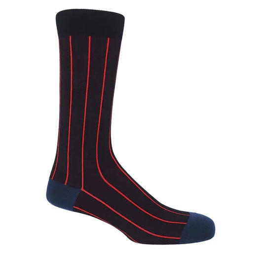 Men's premium quality luxury black pin striped socks made from Mercerised Egyptian cotton.