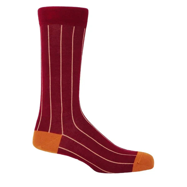 Men's Premium Quality Luxury Crimson Pin Striped Socks