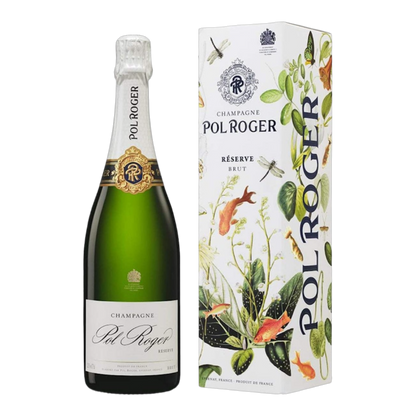 Bottle of Pol Roger Champage in bottle box