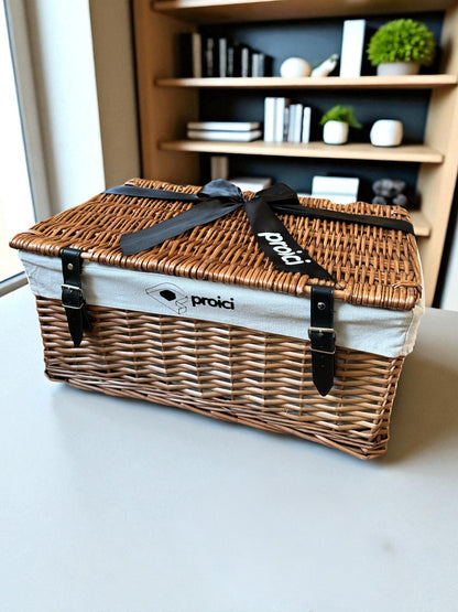 Corporate Branded Lined Hamper and Ribbon