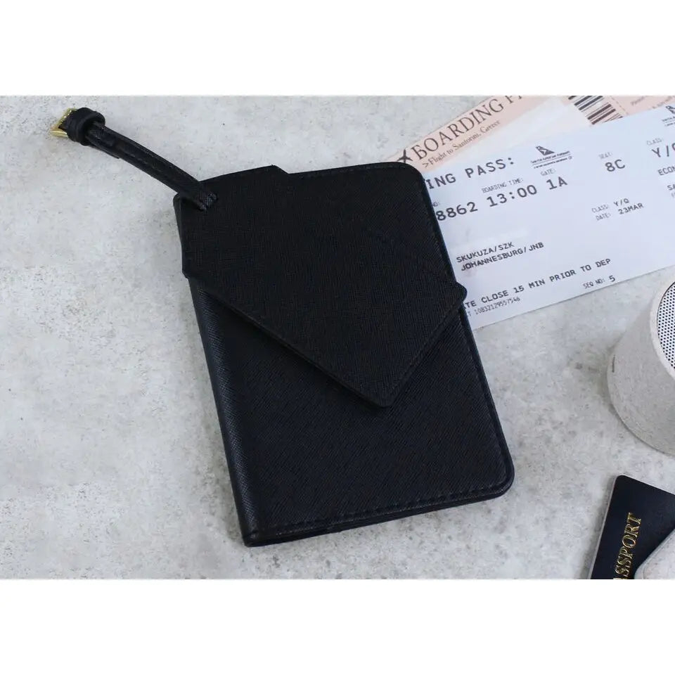 Leather Passport Holder & Luggage Tag Holiday Travel Set