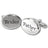 Elegant Rhodium Oval Shaped Brides Father Cufflinks Presented in Black Gift Box