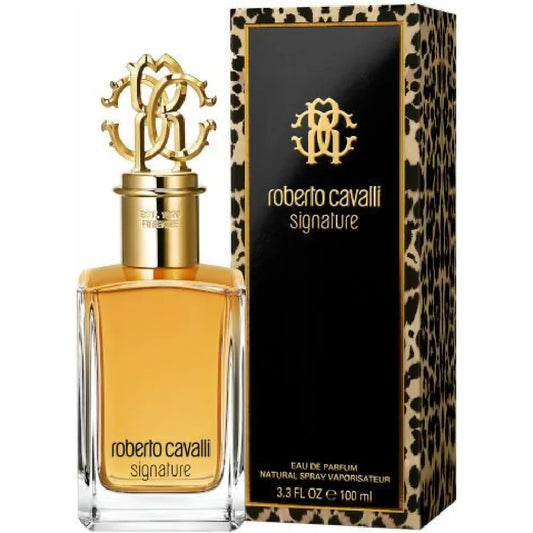 Roberto Cavalli Signature: bold, spicy floral with pink pepper, orange blossom, and warm tonka bean.