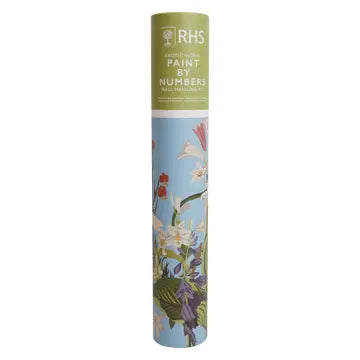 Royal Horticultural Society Paint By Number Exotic Kit packaging with floral design.