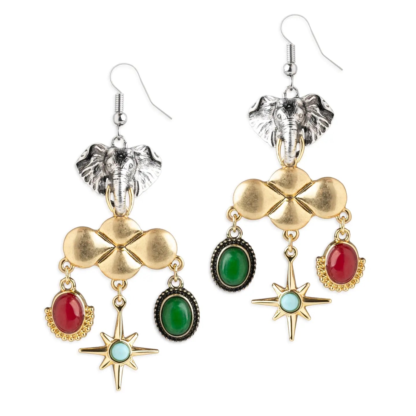 Savannah Elephant 3 Drop Charm Earring