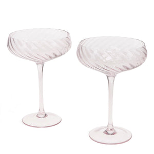 Pink Scalloped Coupe Cocktail Glasses | Set of 2