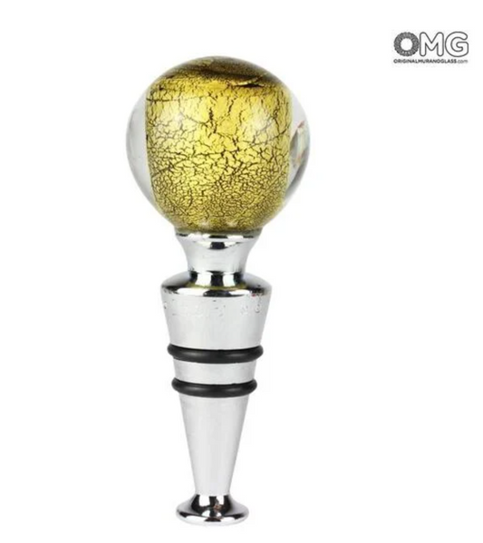 Original Murano Glass bottle stopper with 24 carat gold accents.
