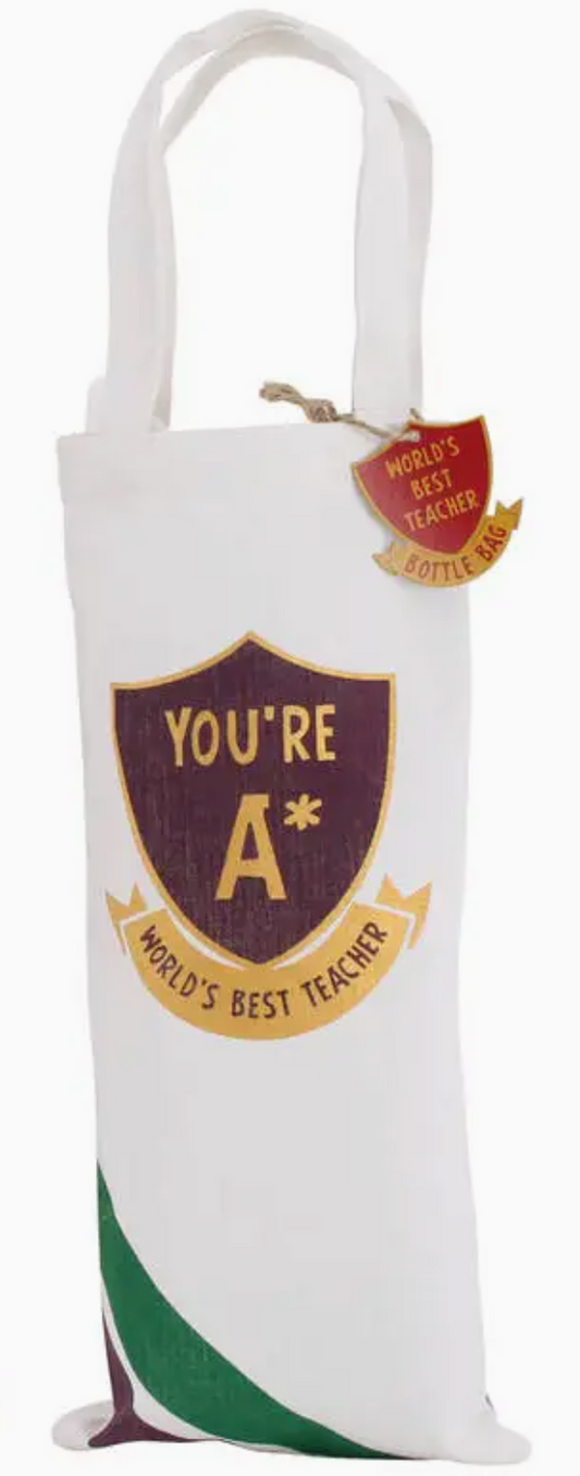 World Best Teacher 'You're A*' bottle bag, perfect gift for educators.